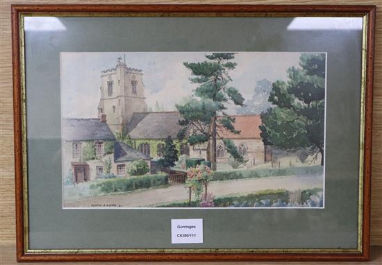 Clinton E A Lewis, watercolour, View of a country church, signed and dated 31, 20 x 33cm; Edward Norman, two watercolours,